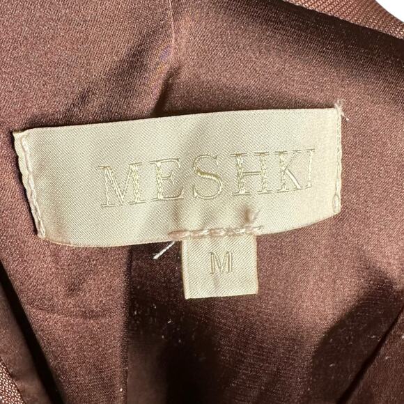 MESHKI Talisa Brown Gold Strap Strapless Sheath Midi Dress Women's Size Medium - Picture 5 of 10